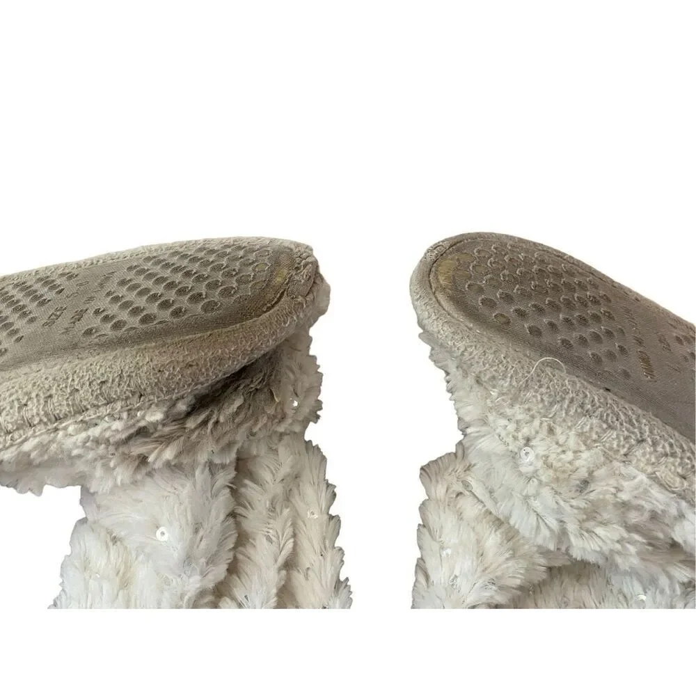 Sequin Sweater Boots Faux Fur Winter Slippers House Shoes